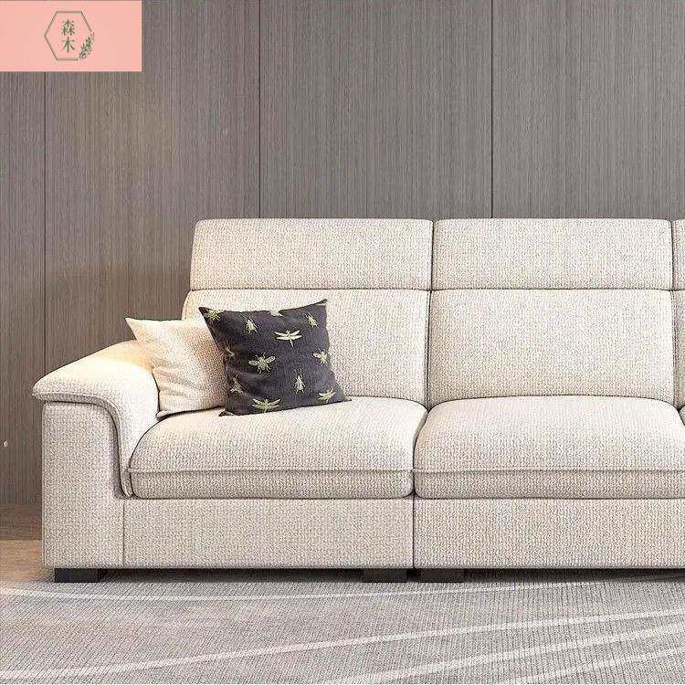 客厅棉麻布艺直排沙发简约爪现代大小型贵妃组合猫皮贵户沙98668