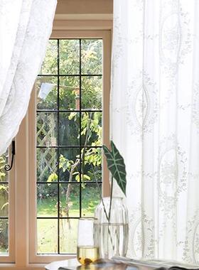 成品现货四客厅阳厅台落47121地窗欧式遮季阳餐窗纱纱帘白色