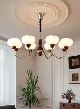 法式客厅木吊中古卧室灯美式实12751复古餐厅主灯新中式魔豆衣灯