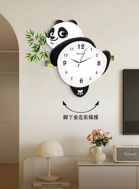 厅熊猫钟2客挂钟2KAX05新表款简约大气网红家用挂墙静音创意时钟