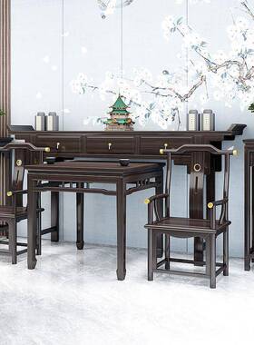 新奉式实木中中堂六件套条案家用农村简约66936神台供佛台翘桌头