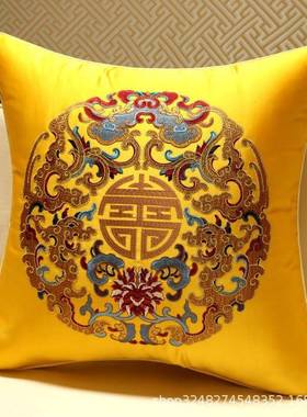 风新中式抱枕靠中高档刺绣沙发枕客厅床KBZ头国靠垫大腰枕含芯靠