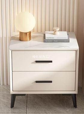 岩板皮型质床24248柜家头用实木简约现代网红轻奢小储床边物柜