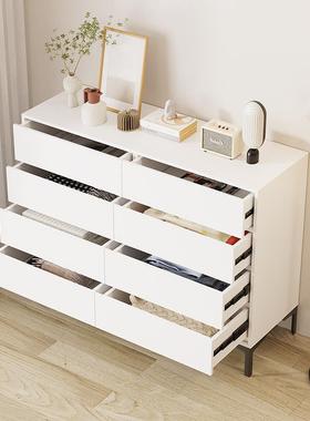 奶油抽风斗柜简约现代储八物柜斗柜卧AAQ色室客厅屉式收纳柜白床