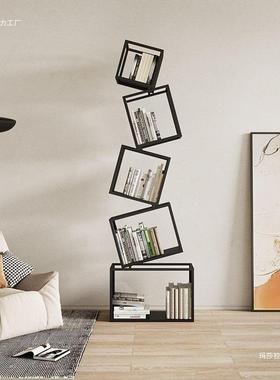 转角落立式创意异形网红书架落地置物MUE架铁客厅艺角书现代柜简