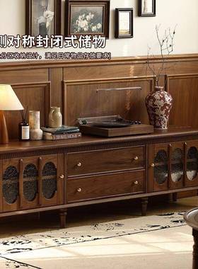 fats13835法覆中古北美黑胡桃木电式视柜美式客厅收纳柜古风家俱