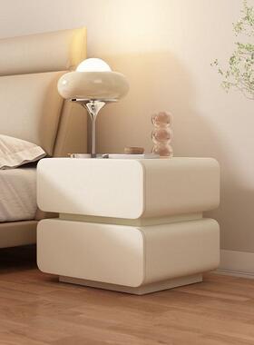 奶油风实床18089头柜意式极简室收柜纳简约现卧代整装落木地床边