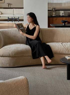 弧形奶风海岸沙雪尼油尔意式极简客厅发异形71336布艺小型设户计