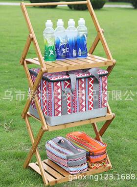 四层动楠竹19267置架新款创意家野物用简易折叠书架三活层圆棒竹