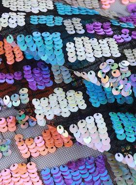 5毫米亮片绣花布料货抱现枕靠饰装品刺绣珠OFY片绣花垫面料