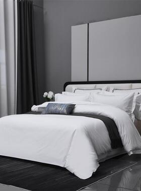 全OAA棉斜纹酒店床棉用品布四件套纯被套床单白色民上宿宾馆草