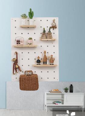 款洞洞板木实置架物架客RYW厅挂板展示架墙上挂板书玄关新隔板挂