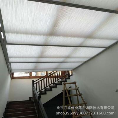 丰台酒店玻动顶遮阳帘幼璃儿户外遮阳天园棚帘阳光82035房电收缩