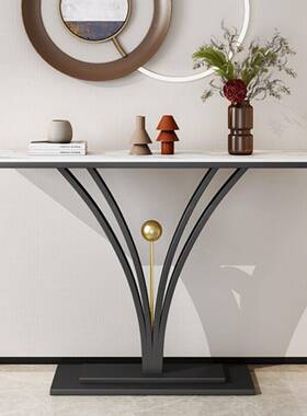 入轻奢大14238理石超岩窄玄台户门靠墙玄关柜走廊板玄关桌酒店端