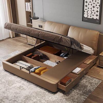意朵式16603极简耳箱储卧物床现代简约主双人床收纳储物高床