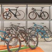 漆自行车艺展示架山地VAT车双层货架室内自行车铁烤店专用展示柜