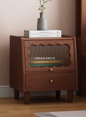 全储实木床柜中古风柜床IEM边卧室迷你整装法式轻奢收头纳物柜