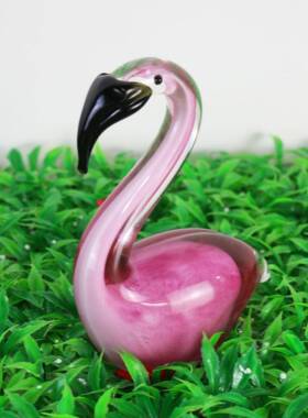 璃金红火烈火鸟工艺品摆动物仿真琉烈件KEC鸟装饰品