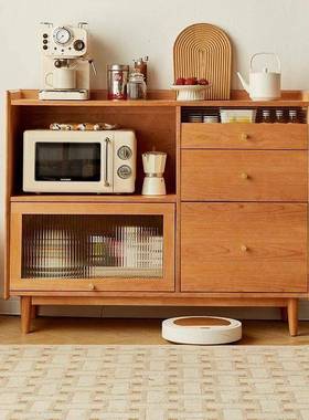 木实边柜现代简餐约用茶水柜客厅家酒柜储OLF物柜靠墙微波炉柜置