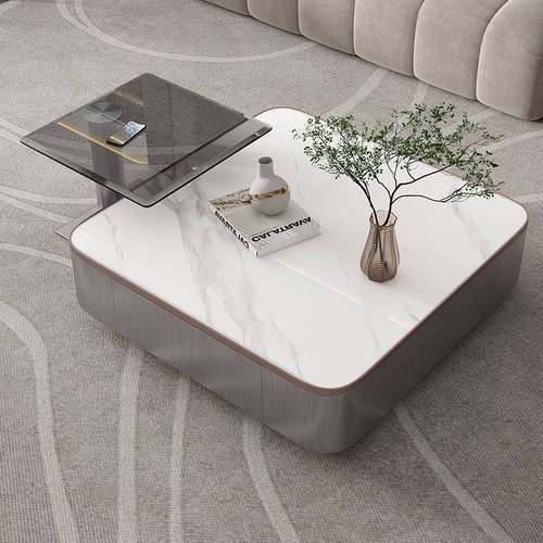 意式极简方VIG形组用茶板几轻奢小户型岩茶家几创意大小子母茶几