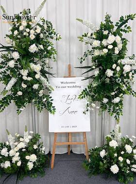 纯玫白色人造丝花行白瑰子花仿真高IYK品质商礼务活动婚栀商场仪