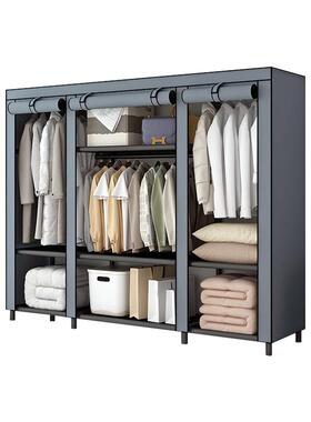 衣ZAW出柜家简用卧室易组房装布衣柜全钢架加粗加厚租结实耐用经