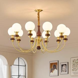 全铜实中房古风客厅吊灯美式 卧室主FAR灯 大田园气餐厅木书灯法式