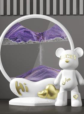 创沙漏幸面运22945熊流沙桌流画摆件家意居客厅酒柜玄关办公室沙