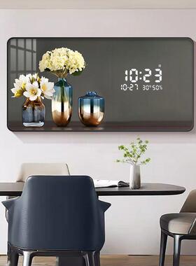 简钟表挂钟厅装饰画202新款5雷达感应数客显约HTJ挂墙时钟餐厅钟
