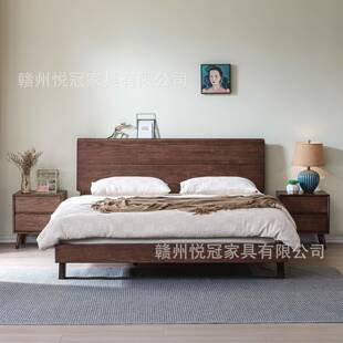 黑桃床全实木大床1米8双YG-801#人木床卧室胡简约现代1米5的床木