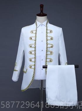 正品欧洲钮扣持宫表演服装男装男装工舞作室题主人燕主尾服台表演