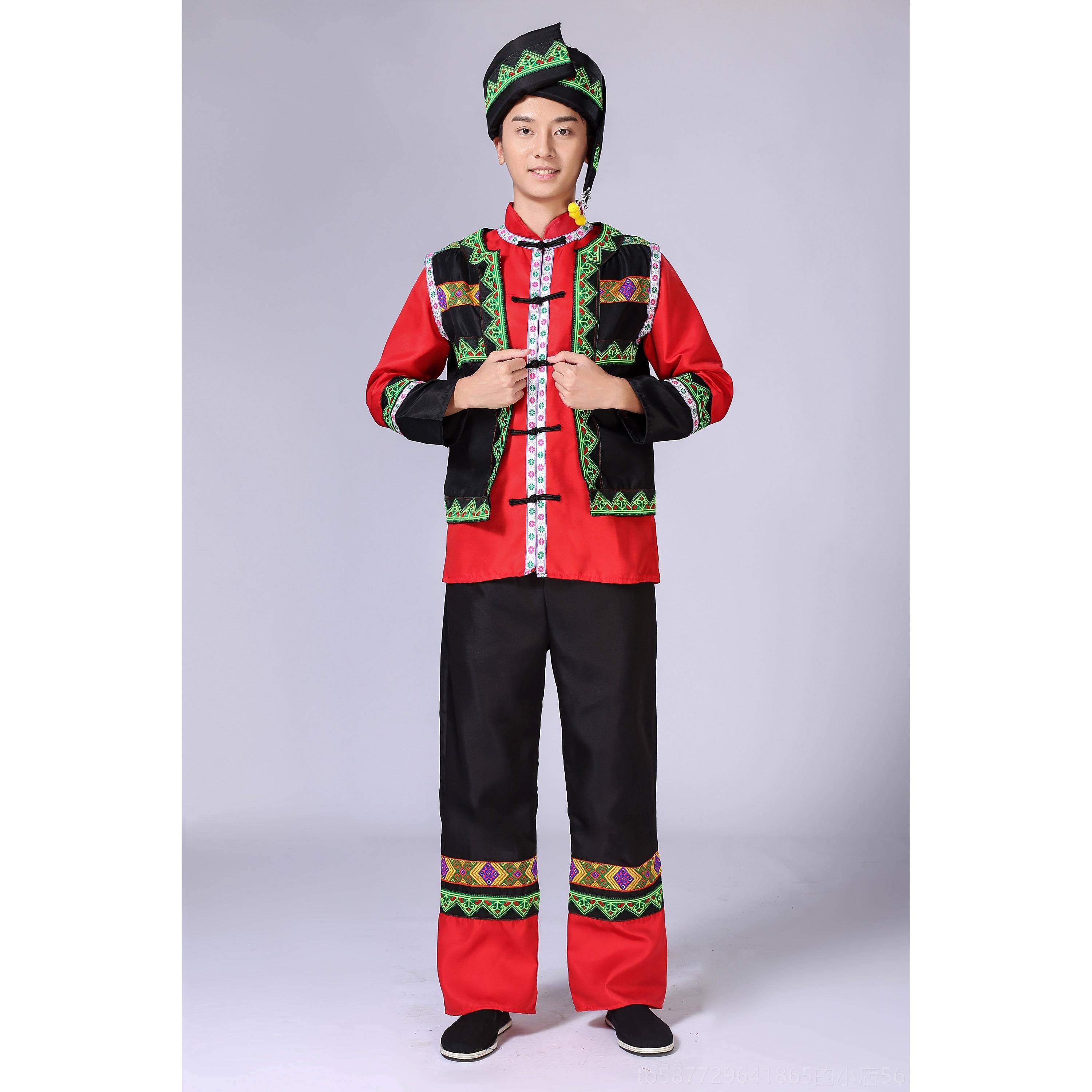 正品演新款数民族少特色传服装男士成人水族舞蹈演出服舞统台合唱