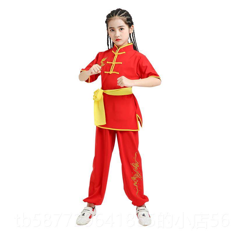 正品馆儿童武术服赛练功风服武训比练服少儿太极表演出服中国短袖