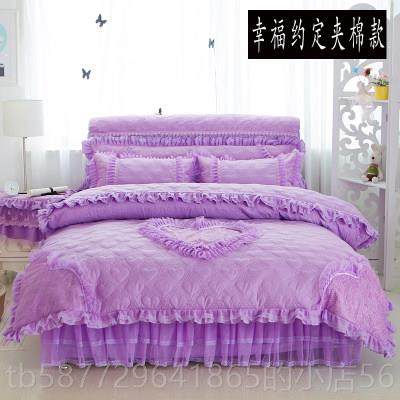 正品套公主风床裙四件套韩式花边纯床色加棉厚加床罩蕾丝单被婚庆,床上用品,婚庆床品套件,淘宝优惠券,粉丝福利购,淘宝优惠卷