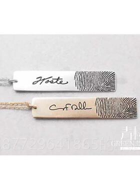 正品青树 原签定制9创25银名指纹刻字项链男女款情侣项毛链锁骨链