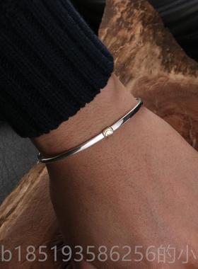 高档am Japan侣经典涅盘笑p脸手镯男女925纯银细款开手口情手链环