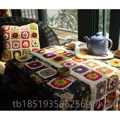 高档良作杯 手工手钩花手桌旗森系田园毛线桌布本桌旗垫茶壶垫八