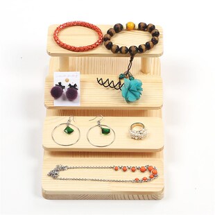 松木阶梯首饰架眼镜摆件手办陈列架子饰品展示道具珠宝首饰展示台