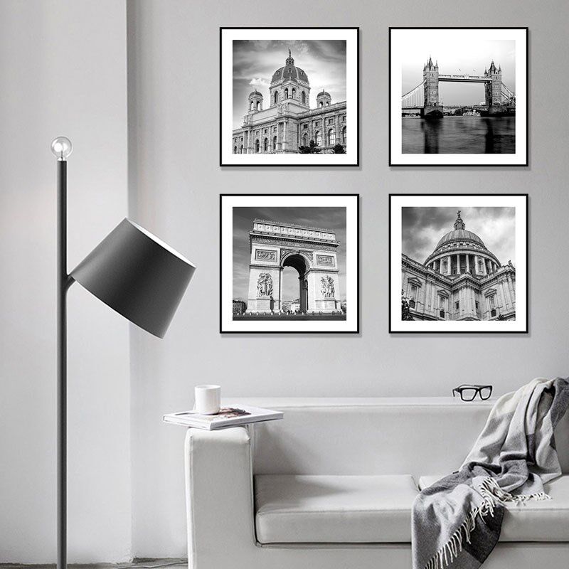 客厅装饰画黑白风格挂画现代简约建筑风景壁画办公室工业风墙面画,家居饰品,现代装饰画,淘宝优惠券,粉丝福利购,淘宝优惠卷