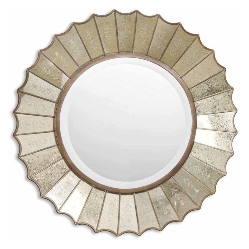 壁挂玄关镜中式雕花艺术镜墙壁挂饰窗花圆形背景墙装饰镜床头挂镜