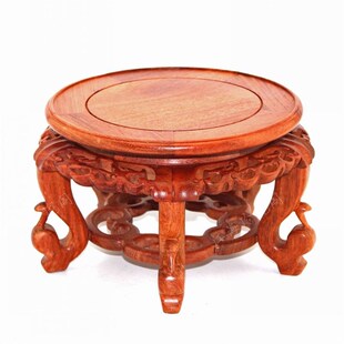 实木圆形底座工艺品摆件鱼缸花瓶盆景实木底托酸枝木花架海棠花几