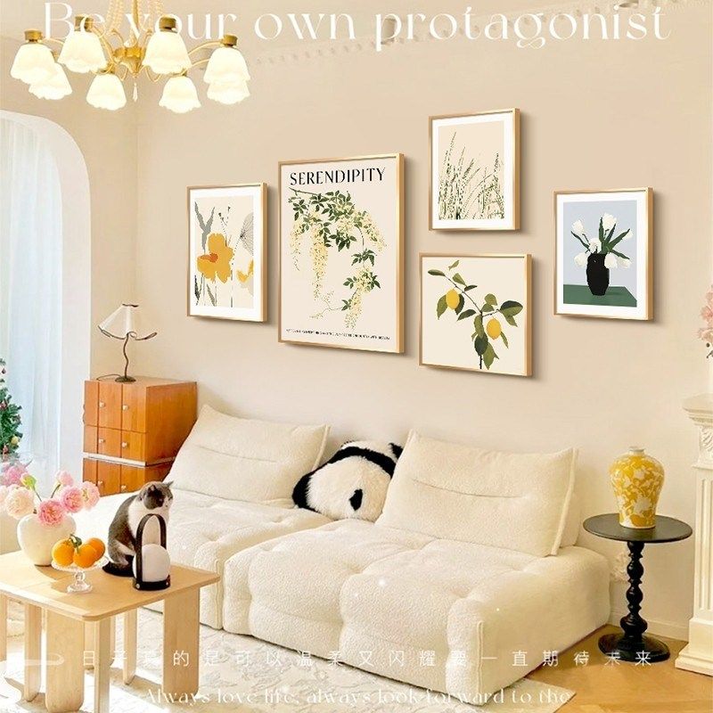现代装饰画奶油风组合客厅挂画艺术餐厅卧室画客厅沙发背景墙装饰,家居饰品,现代装饰画,淘宝优惠券,粉丝福利购,淘宝优惠卷