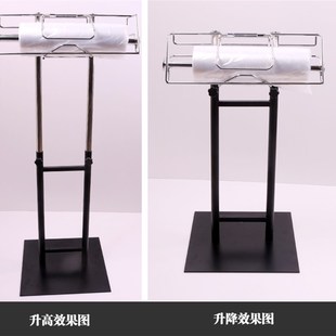 超市连卷袋架散称区袋架落地卷袋支架可升降不锈钢支架自动断袋架