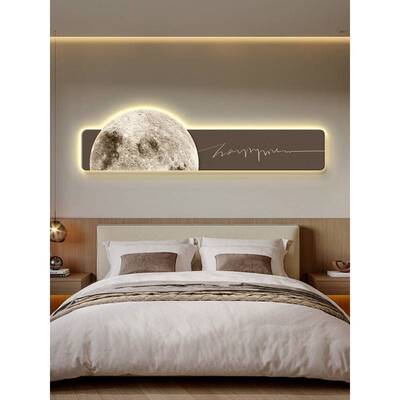 墙月球卧HXM22279室光床头装饰厅画高级感客沙发背景墙挂画奶油风