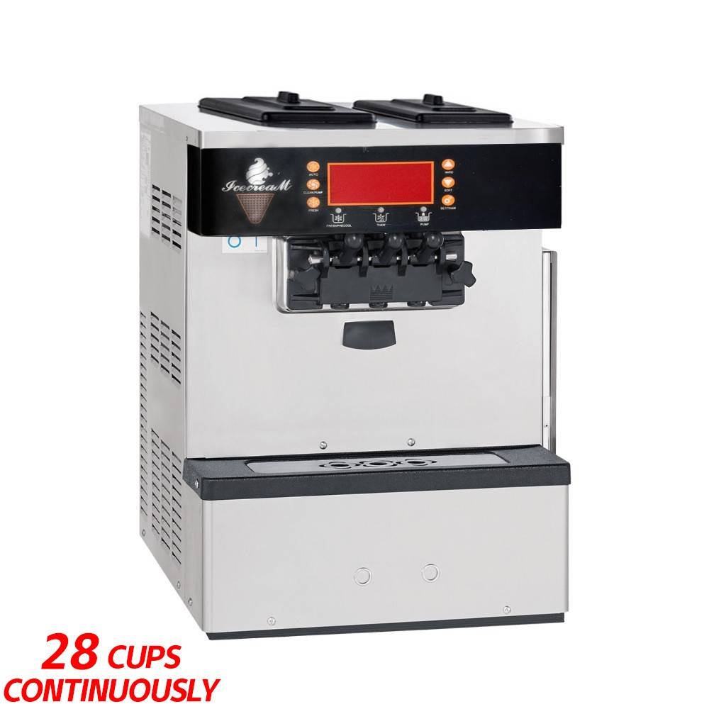 全自动2+1软质冰淇淋机全自动台式冰激凌机商用3口味大容量