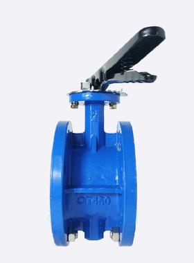 D4JYJE-1动6Q球墨铸D铁法兰全衬胶手柄蝶阀N410-200手软密封中线