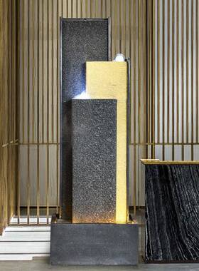 现代流水生墙财摆件酒店环水幕循景观客落厅家居POK装饰地喷泉加