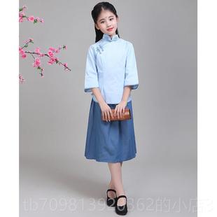 高档汉服生女童2出025新款 古风连衣裙礼服 旗演袍民国风国学服唐装
