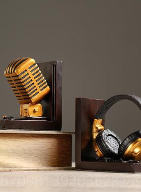 高档欧美式创麦克风书靠室办公室书卧房书架挡书立摆件工艺书品礼
