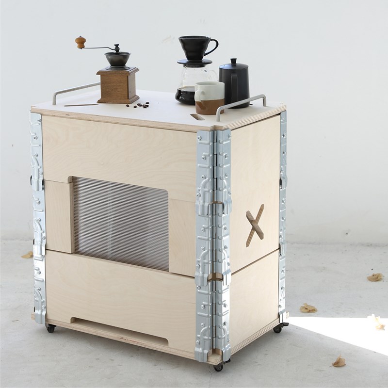 小木良品咖啡推车可移动斗柜工业风储物柜玄关客厅边柜沙发收纳柜
